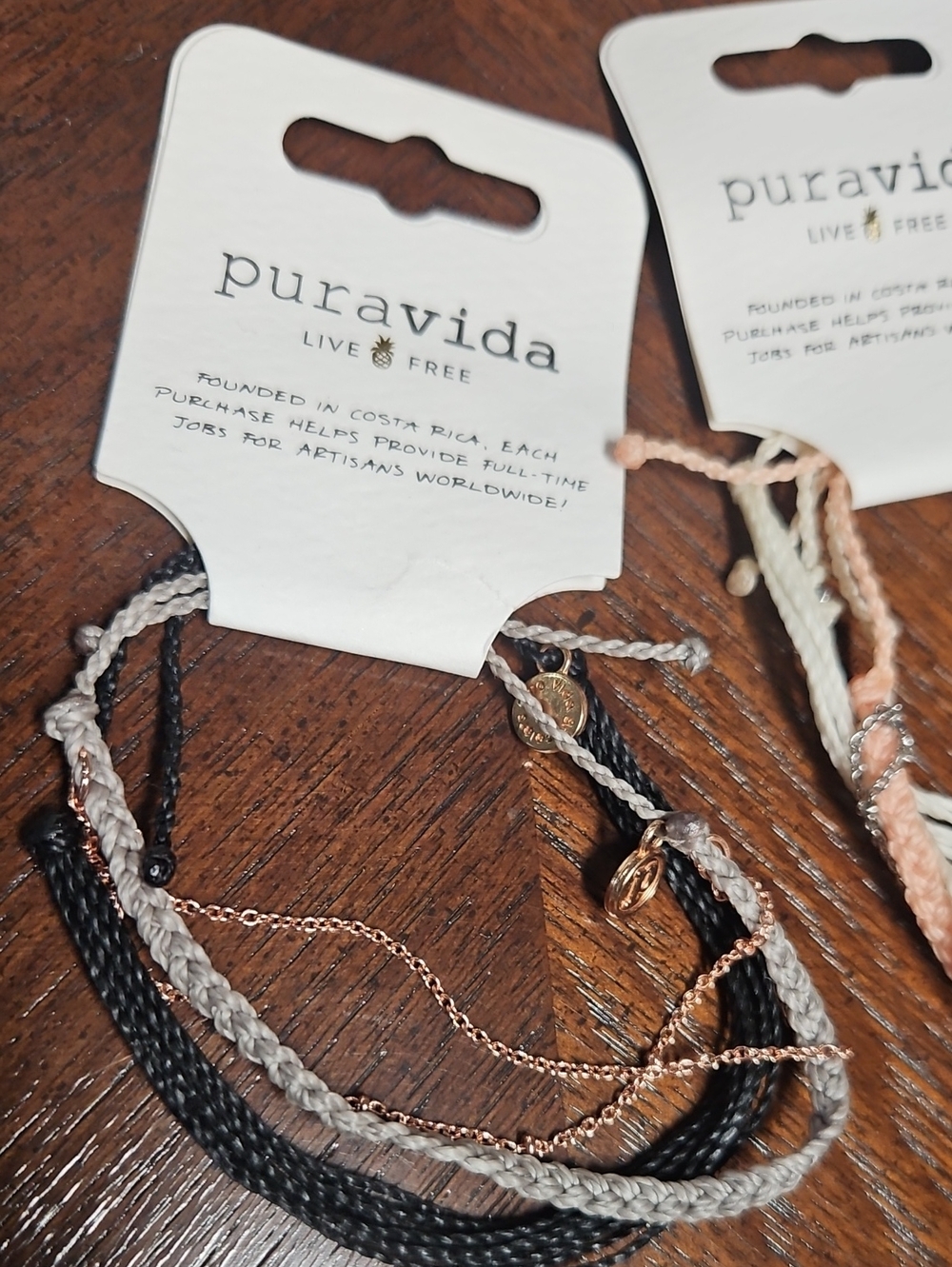 Pura Vida Layered Braided and Chain Bracelet Set in Black and Gray